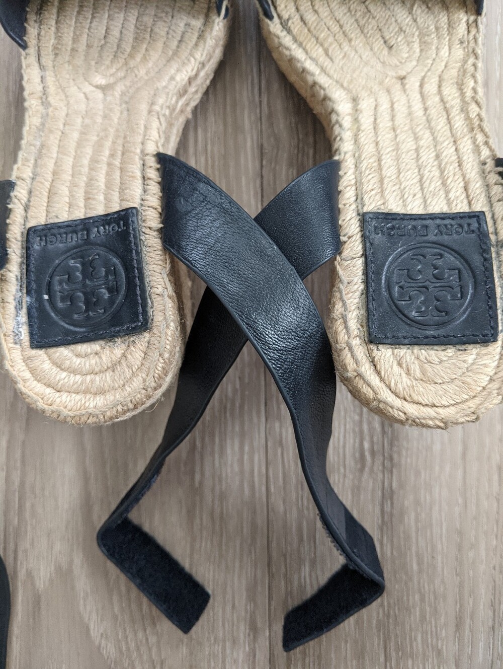 TORY BURCH Nevy blue Suede Espadrille Sandals with Jute Sole - Picture 7 of 12